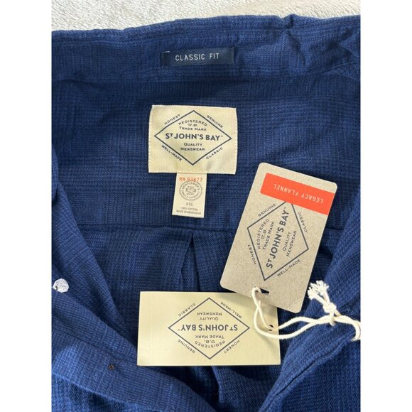 St. John's Bay Shirt Men's XXL Blue Classic Fit Long Sleeve Button Down NWT - Picture 2 of 9